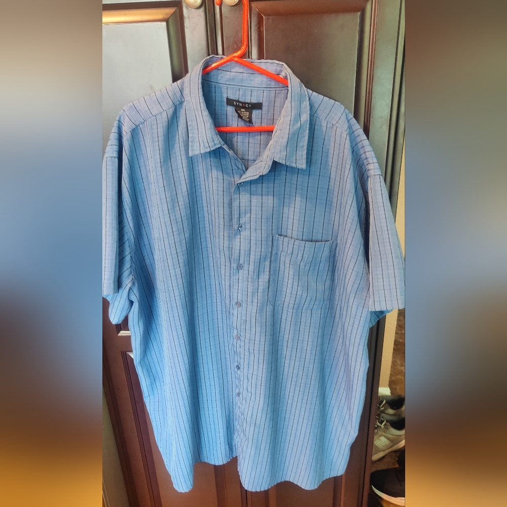 Big Man 4XL SYNRGY Blue Striped Men's Shirt